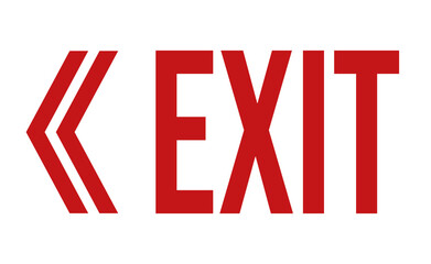 exit sign with red text and left arrow