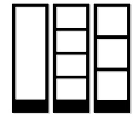 Set of black polaroid frame size 2x6 set of the film strip transparent background.