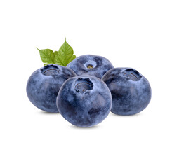 Fresh blueberry with leaves isolated on transparent background