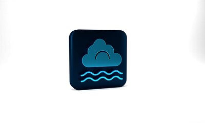 Blue Fog and cloud icon isolated on grey background. Blue square button. 3d illustration 3D render