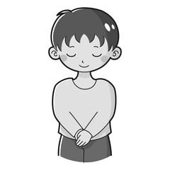 お辞儀をする男の子のイラスト