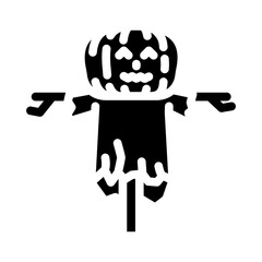 scarecrow pumpkin glyph icon vector. scarecrow pumpkin sign. isolated symbol illustration