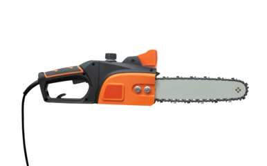 electric chainsaw isolated on white with clipping path