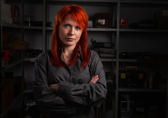 redhead women posing in uniform
