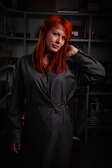 redhead women posing in uniform