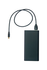 Power bank with white cable isolated on white background with clipping path