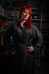 redhead women posing in uniform