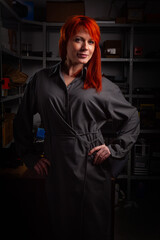 redhead women posing in uniform