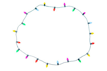 Christmas lights string isolated on white background With clipping path.