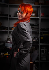 redhead women posing in uniform