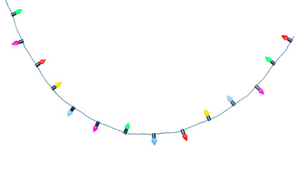 Christmas lights string isolated on white background With clipping path.