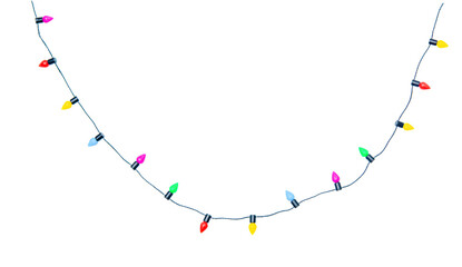 Christmas lights string isolated on white background With clipping path.