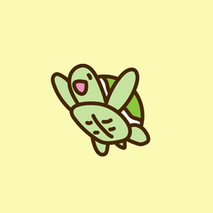 ジャンプする亀のかわいいイラスト