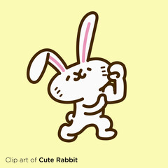 ウサギのキャラクターイラストシリーズ　「筋肉を自慢するウサギ」