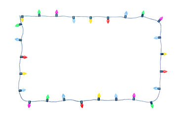 Christmas lights string isolated on white background With clipping path.