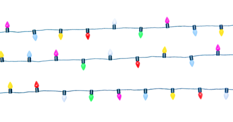 Christmas lights string isolated on white background With clipping path.