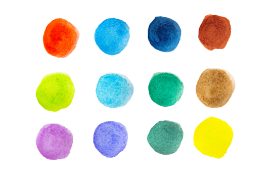 Colorful of watercolor isolated on white with clipping path