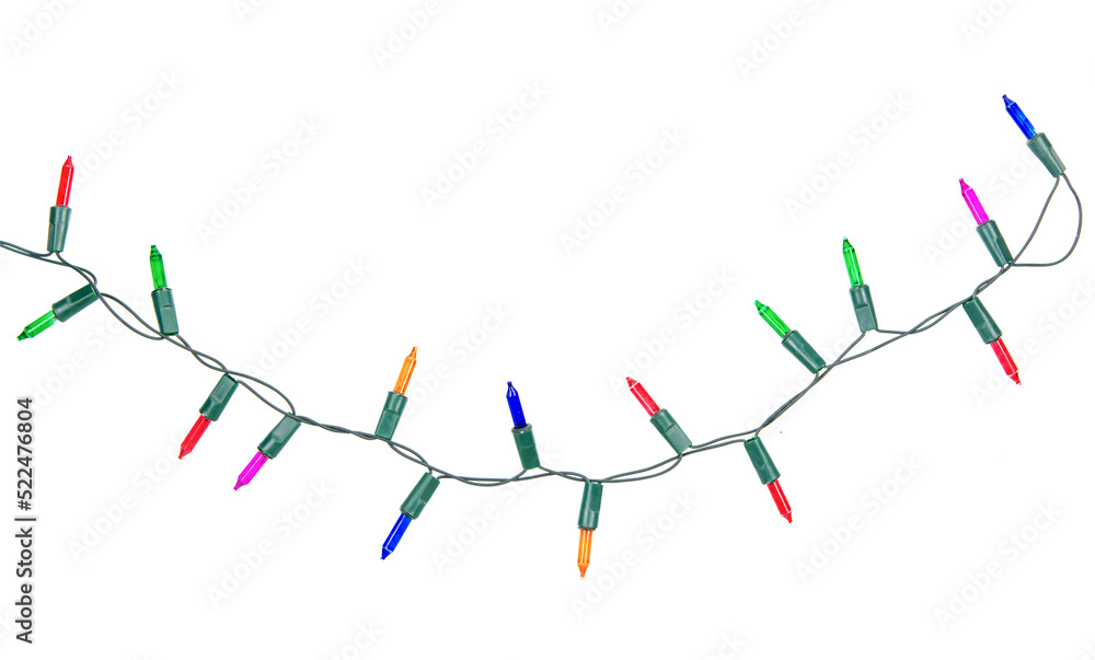 Wall mural christmas lights string isolated on white background with clipping path.