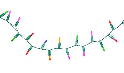 Naklejka premium Christmas lights string isolated on white background with clipping path.