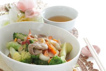 Chinese comfort food, Mixed vegetable and pork stir fried
