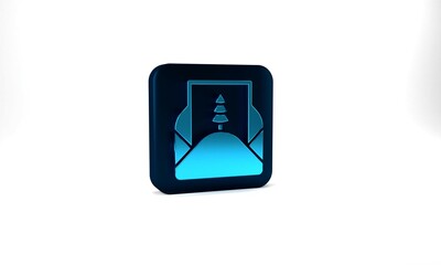 Blue Envelope with christmas party invitation card icon isolated on grey background. Merry Christmas and Happy New Year. Blue square button. 3d illustration 3D render