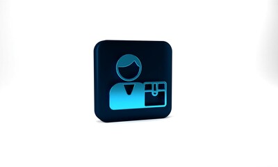 Blue Buyer icon isolated on grey background. Blue square button. 3d illustration 3D render