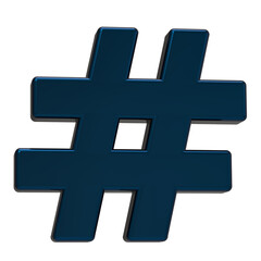 Hashtag icon isolated on transparent background. 3D Illustration.