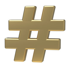 Hashtag icon isolated on transparent background. 3D Illustration.