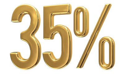 3d golden font number 35