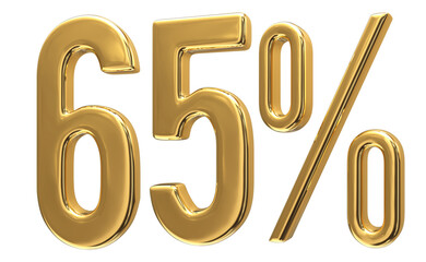 3d golden font number 65