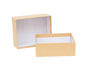 Brown paper box opened isolated