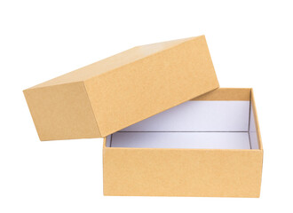 Brown paper box opened isolated