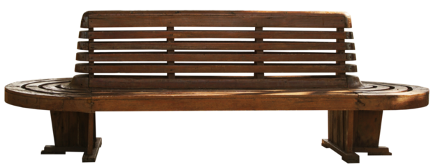  Brown wooden bench isolated on a transparent background with clipping path.