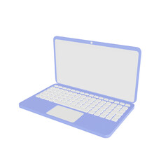 icon 3d, minimal, laptop blue isolated on a transparent background	