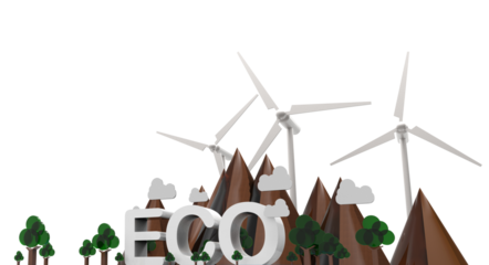 ECO Nature landscape, Renewable energy. 3D Illustration