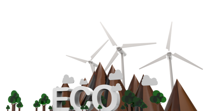 ECO Nature landscape, Renewable energy. 3D Illustration