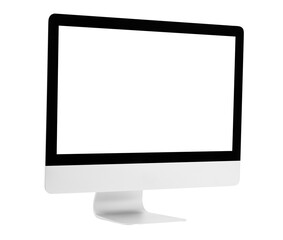 Desktop computer with blank screen mockup, Cutout.