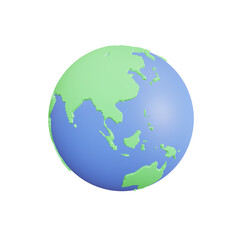 3d Earth world map illustration globe. 3d render illustration isolated on a transparent background	