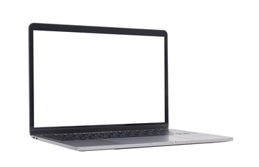 Laptop with blank screen mockup, Cutout.