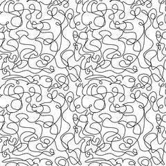 Vector pattern, Seamless abstract hand-drawn pattern, disordered black line style on white background, the black line of chaotic