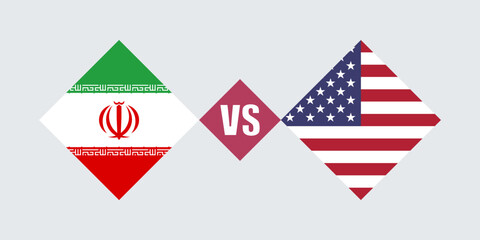Iran vs USA flag concept. Vector illustration.
