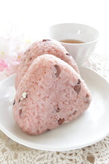 Japanese food, red bean and black sesame sticky rice ball