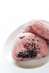 Japanese food, red bean and black sesame sticky rice ball
