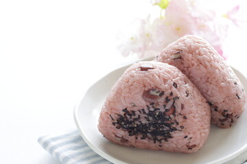 Japanese food, red bean and black sesame sticky rice ball