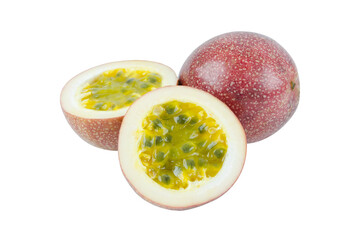 Passion fruit isolated on white background with clipping path