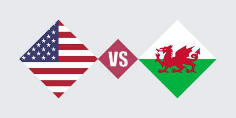Wales vs USA flag concept. Vector illustration.