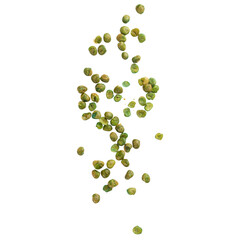 Salted green peas falling mockup, Cutout.