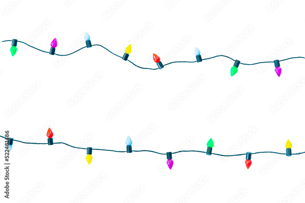 Wall mural christmas lights string isolated on white background with clipping path