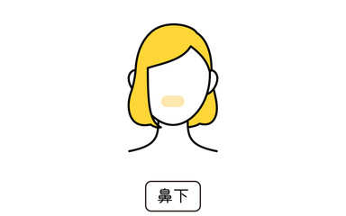 女性の脱毛イラスト　パーツ別、鼻下