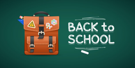 School Backpack and Back to School Lettering on Green
